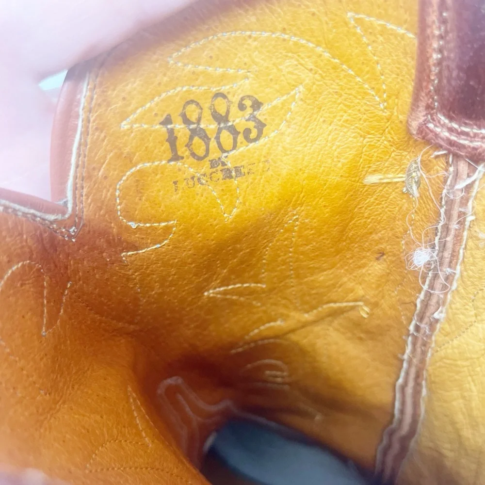 Lucchese Boots Green Suede Snip Toe Western Cowgirl - Picture 11 of 12